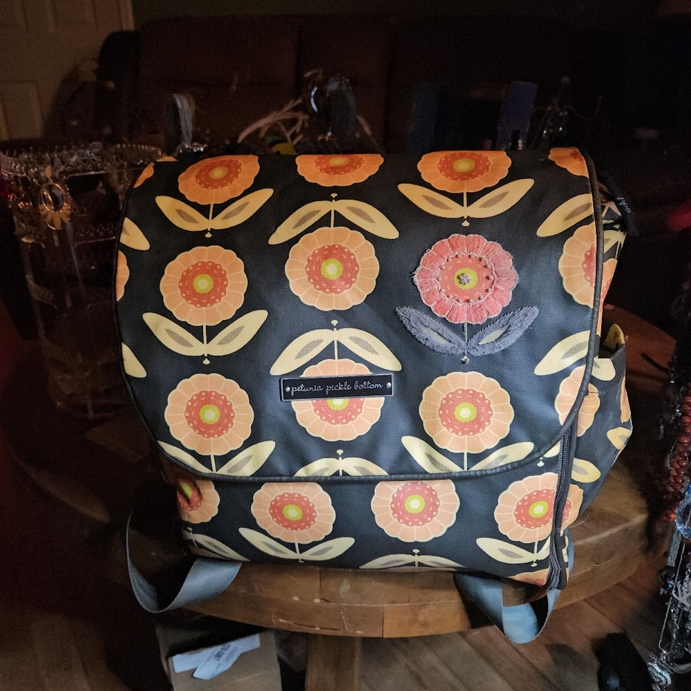 Huge High End PETUNIA PICKLE BOTTOM 'Boxy Glazed' Diaper Bag FLORAL